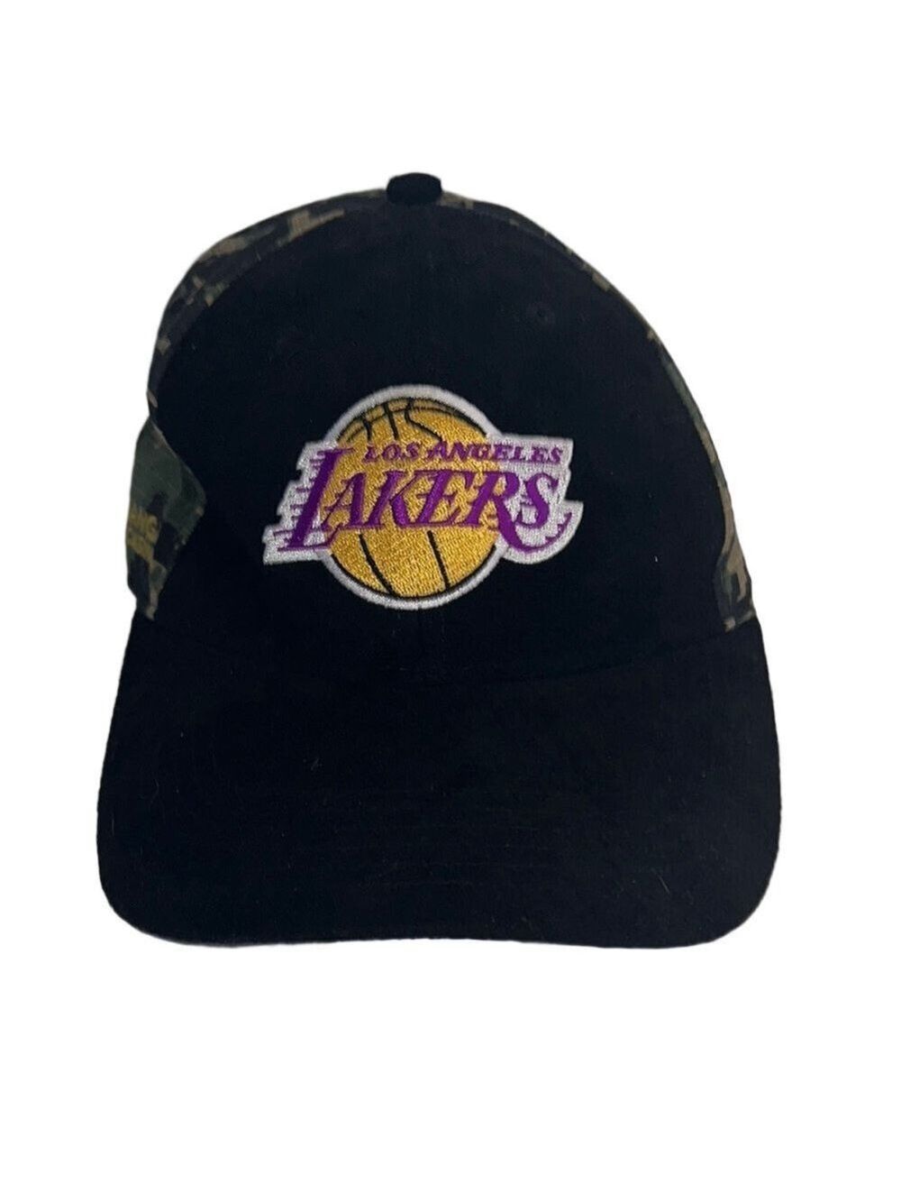 Los Angeles Lakers Black Suede Leather Camo Cap